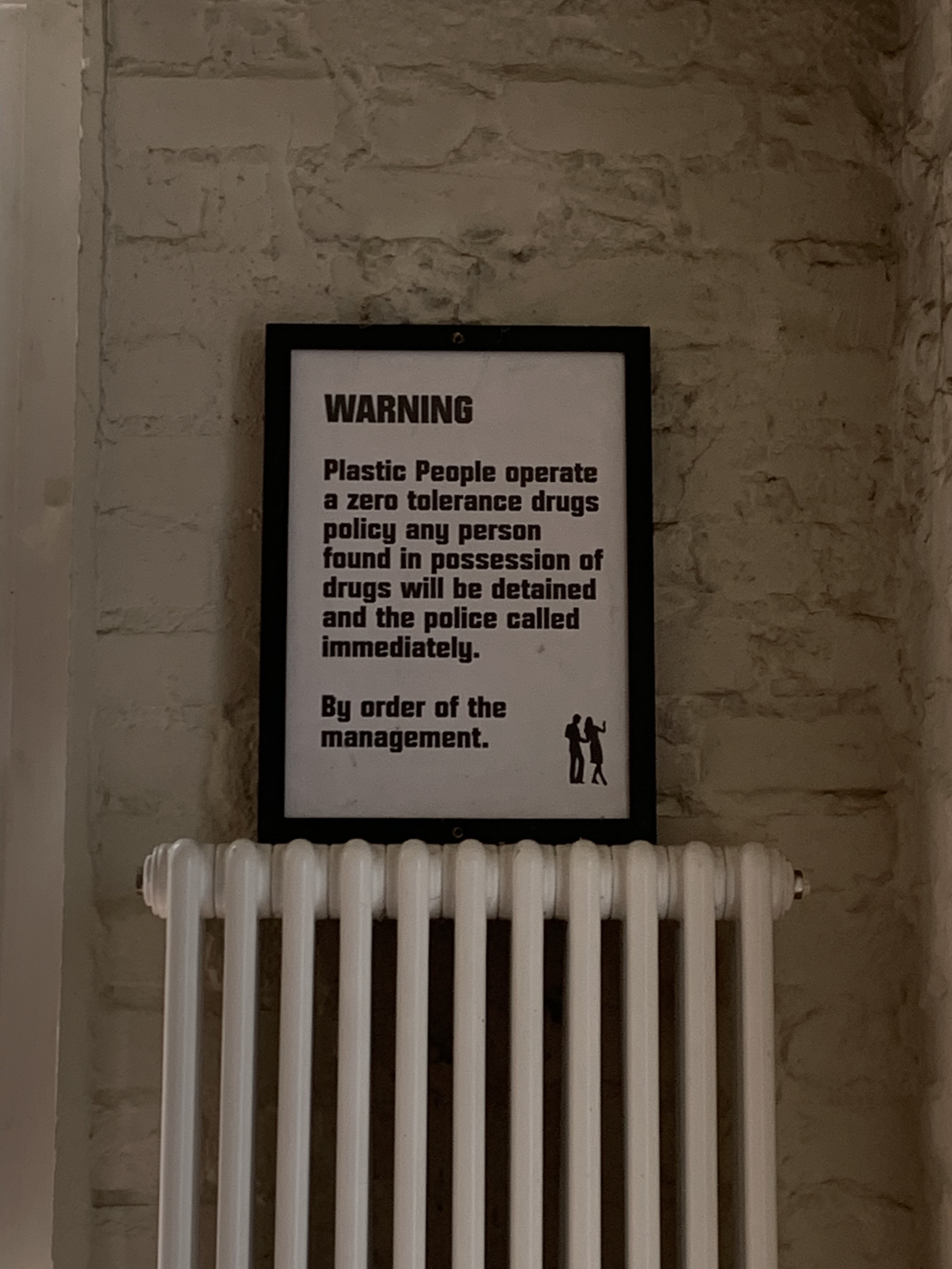 OG Plastic People No Drugs Sign 